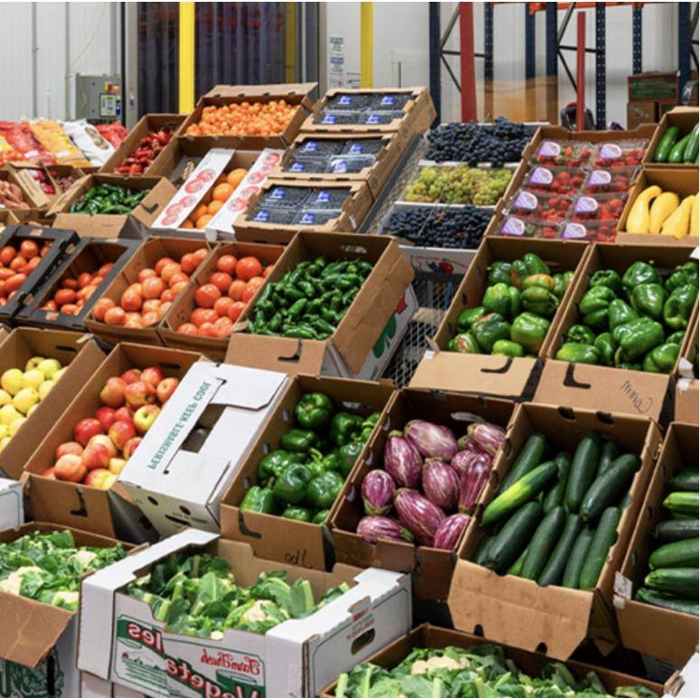 Fresh fruit and vegetables in crates